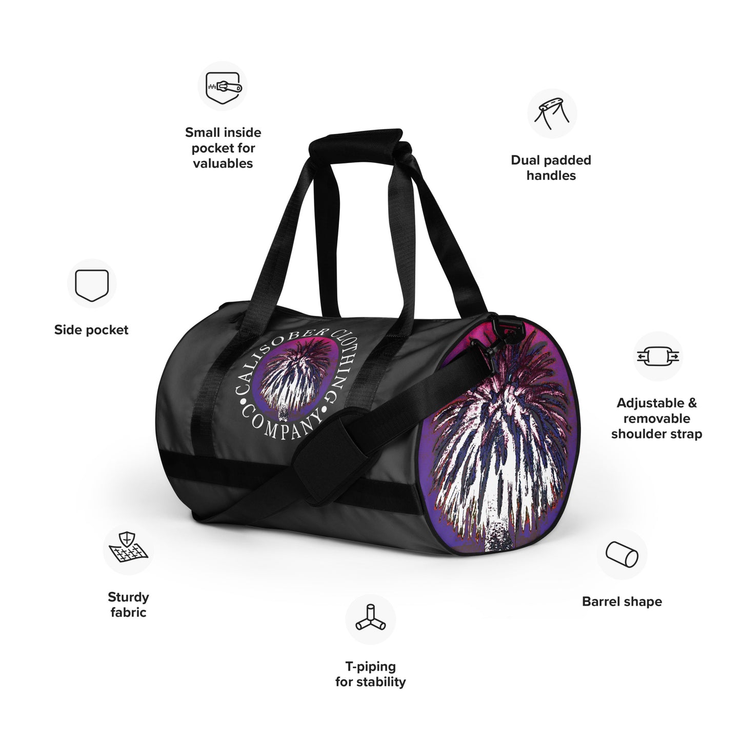 Palm Tree Hustle gym bag - Black