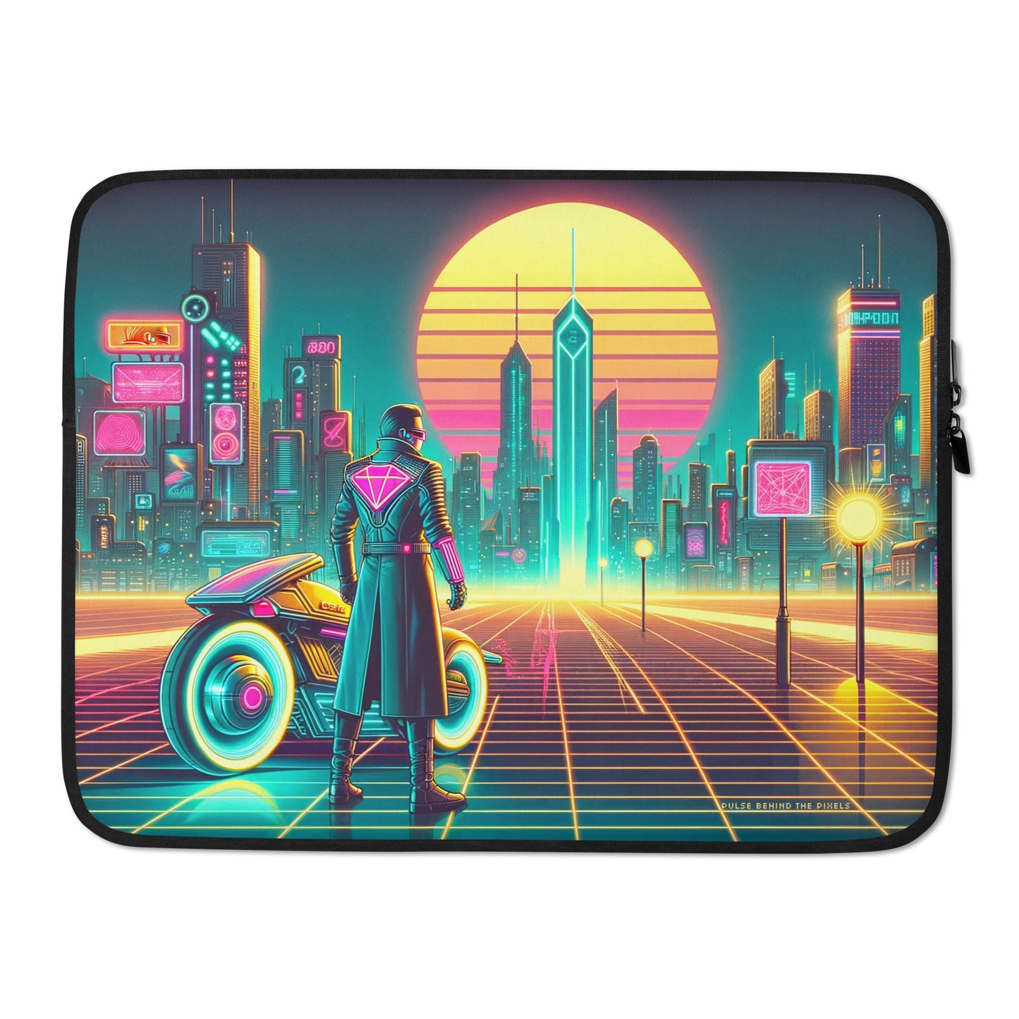Futuristic Cyberpunk Cityscape Rider - Laptop Sleeve 13" and 15"