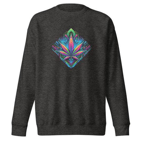 Cyberpunk Cannabis Leaf Unisex Premium Sweatshirt - 5 Colours