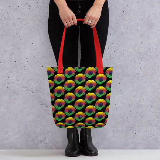 Sunflower Frenzy Tote Bag - Black With 3 Strap Colours