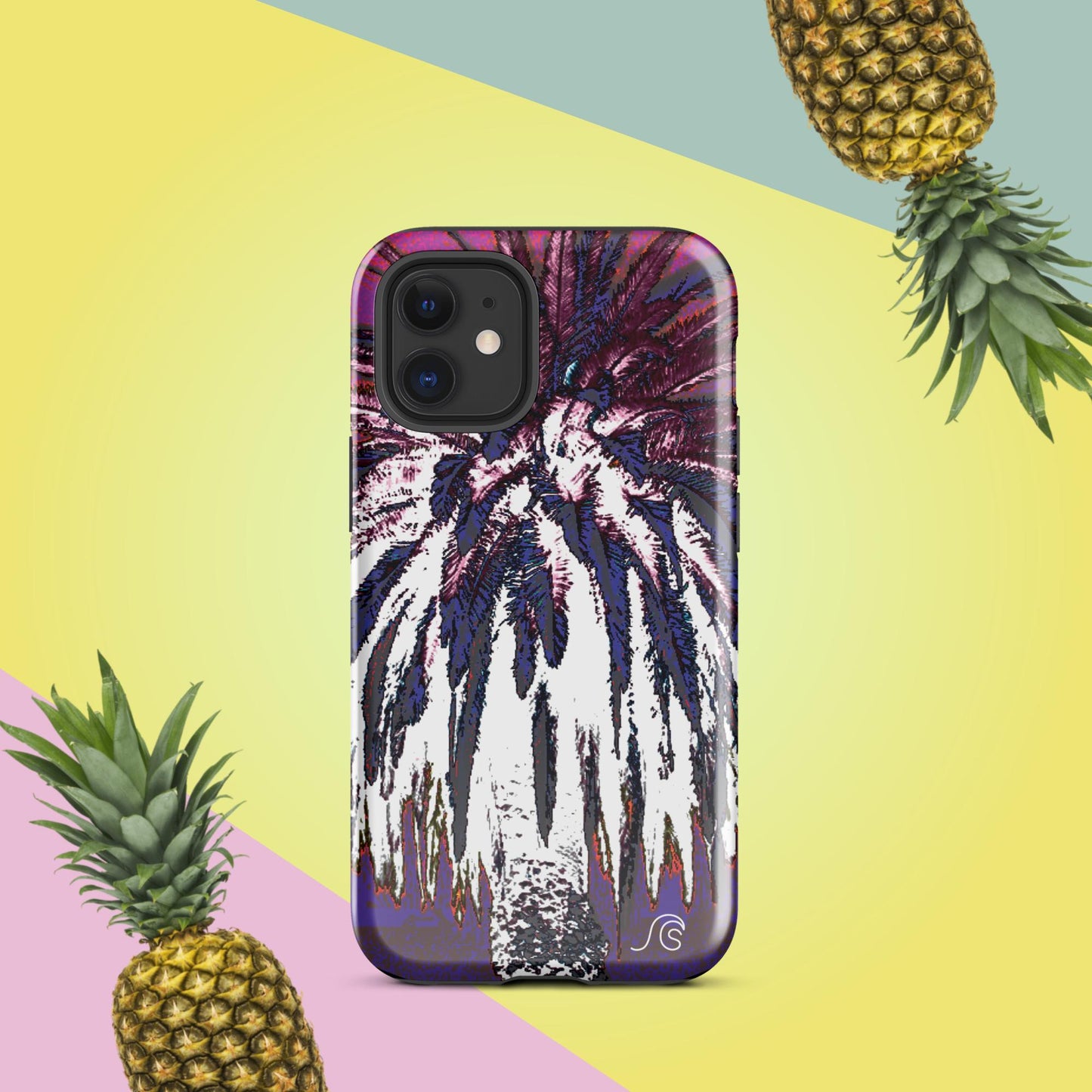 Palm Tree Hustle Tough Case for iPhone® - Black