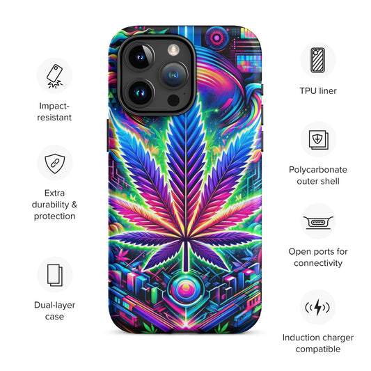 Cyberpunk Cannabis Leaf Tough Case for iPhone® - Black