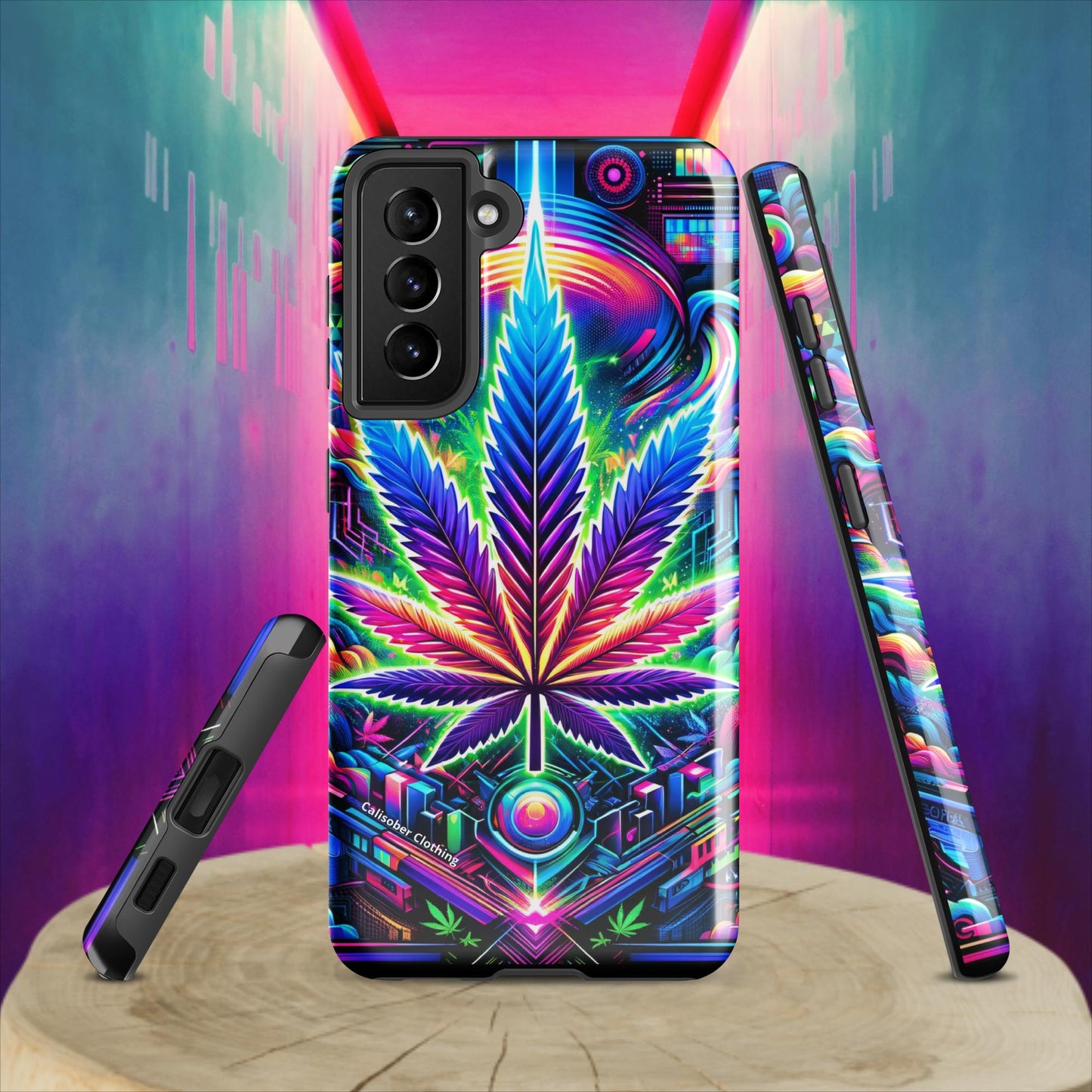 Cyberpunk Cannabis Leaf Tough case for Samsung® - Black