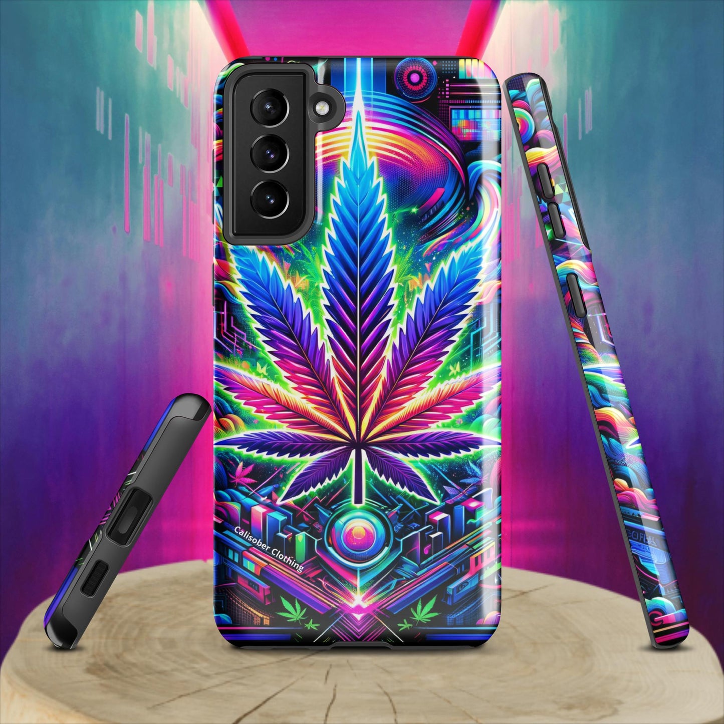 Cyberpunk Cannabis Leaf Tough case for Samsung® - Black