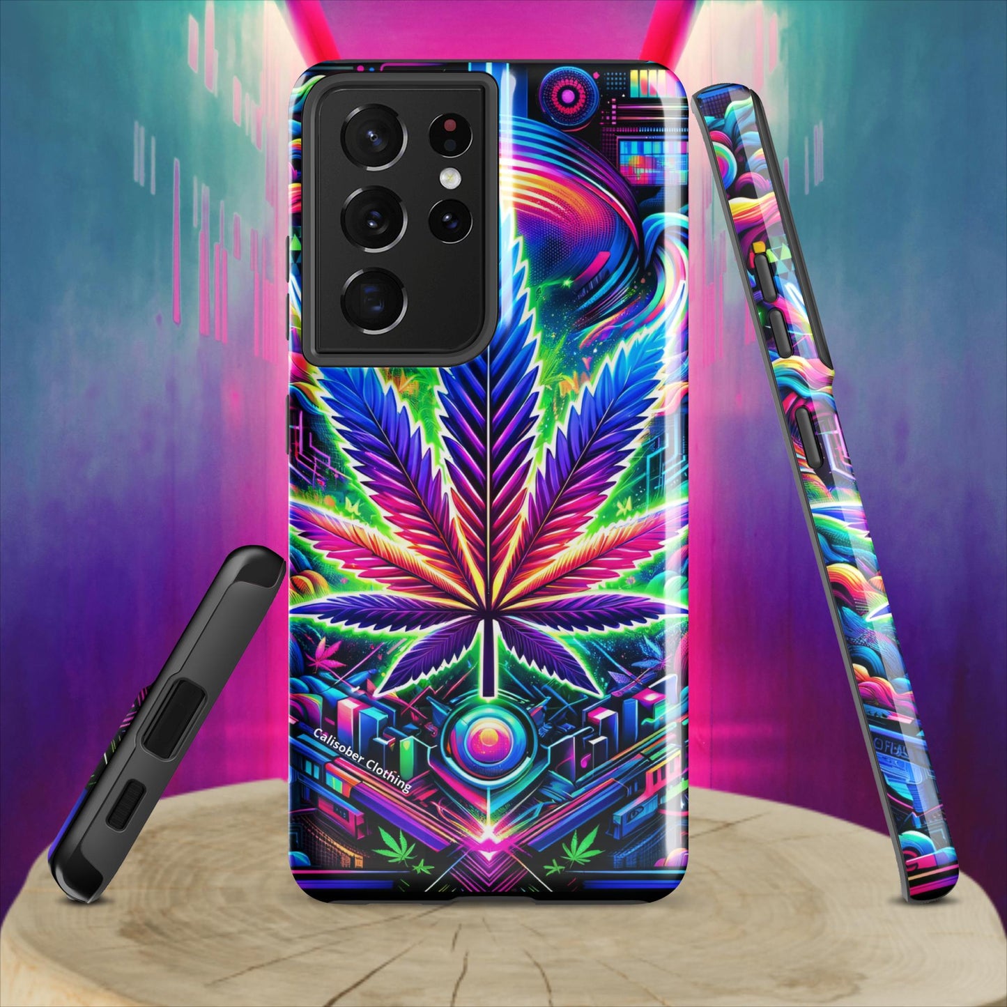 Cyberpunk Cannabis Leaf Tough case for Samsung® - Black