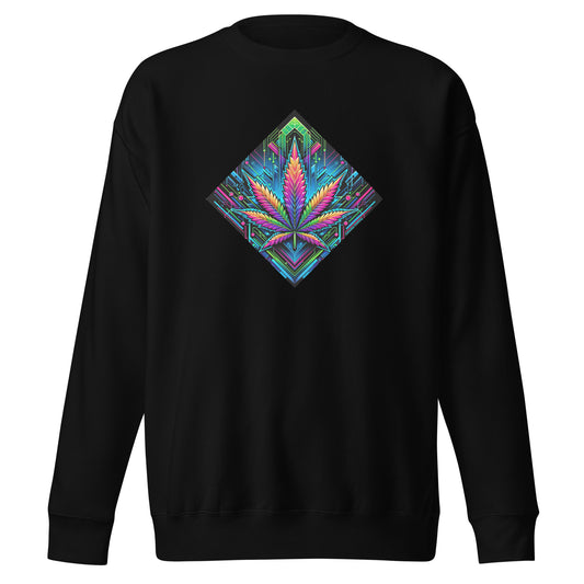 Cyberpunk Cannabis Leaf Unisex Premium Sweatshirt - 5 Colours