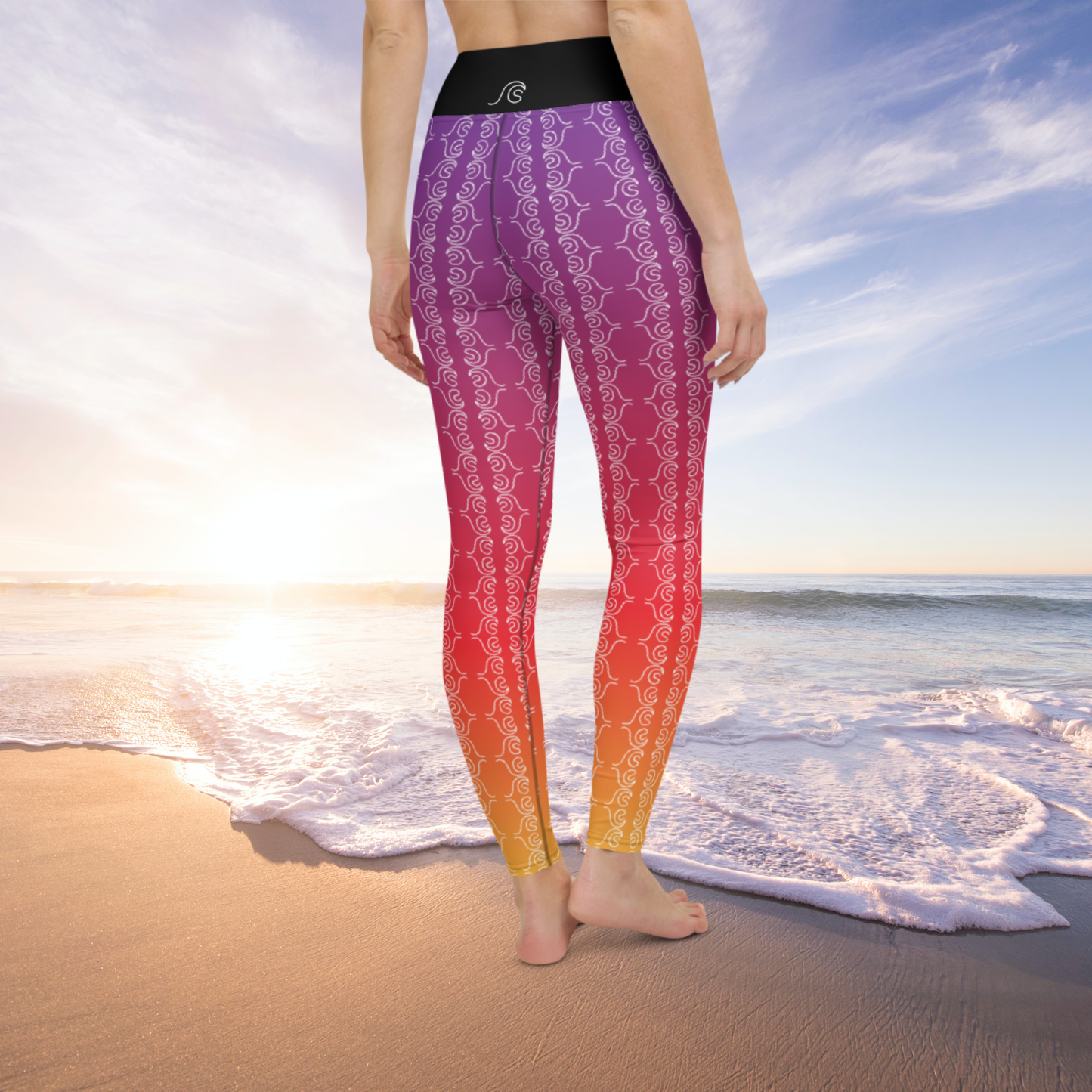 Calisober Sunset Yoga Leggings - Black Waistband