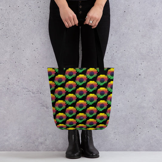 Sunflower Frenzy Tote Bag - Black With 3 Strap Colours