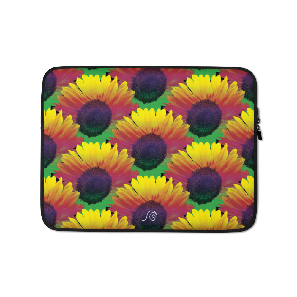 Sunflower Frenzy Laptop Sleeve - Black 13" or 15"